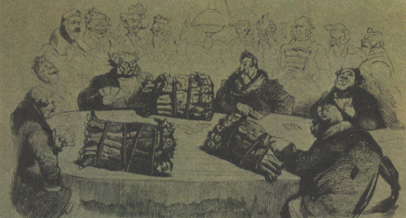 denna grova satir av gustave dore visar hur ryska godsagare spelar med de livegna bonderna som insats